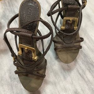 Burberry wedge heels.